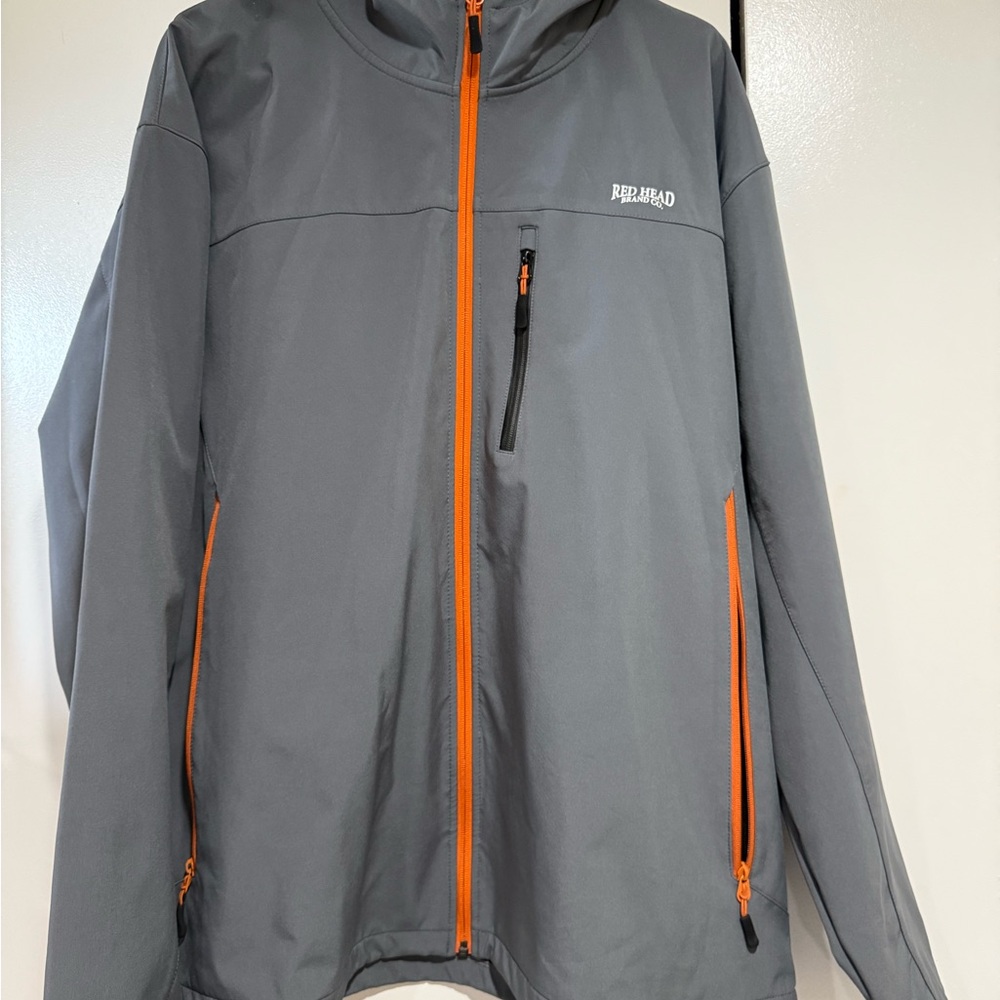 RedHead Charcoal Jacket with Bright Orange Details
